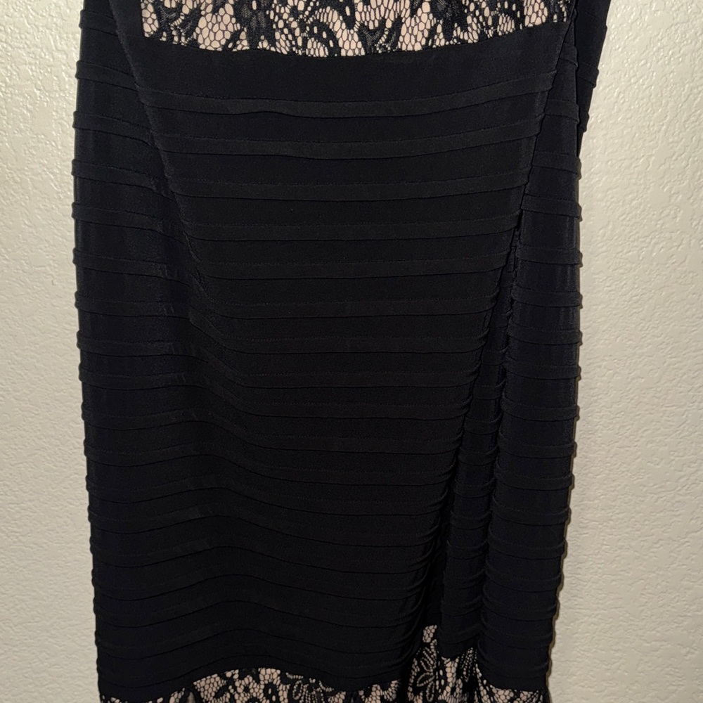 Candalite Women’s Lace Long Sleeveless Black Dress - Picture 8 of 10